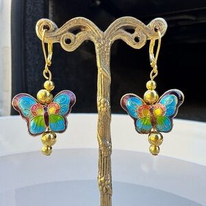 Cloisonné Butterfly Hand-Crafted Earrings